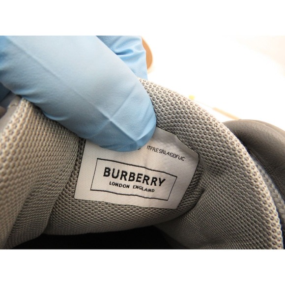 $850 BURBERRY AXBURTON GRAY CHECK QUILTED LEATHER LOGO SNEAKERS 10 US 43 ITALY - Picture 10 of 13